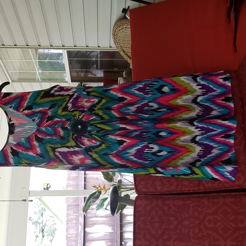 Nina Leonard Dress L Large Sleeveless Stretch Knee